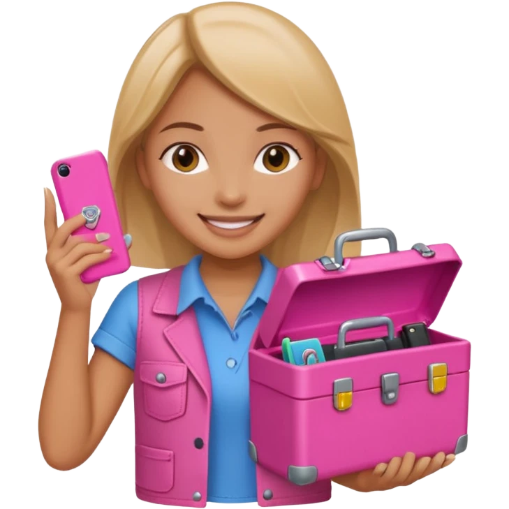 nig girly cellphone with a pink mini toolbox emoji
