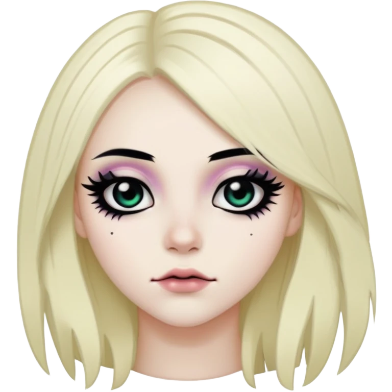 emo, baddie,pretty, makeup, black eyeliner, long hair emoji