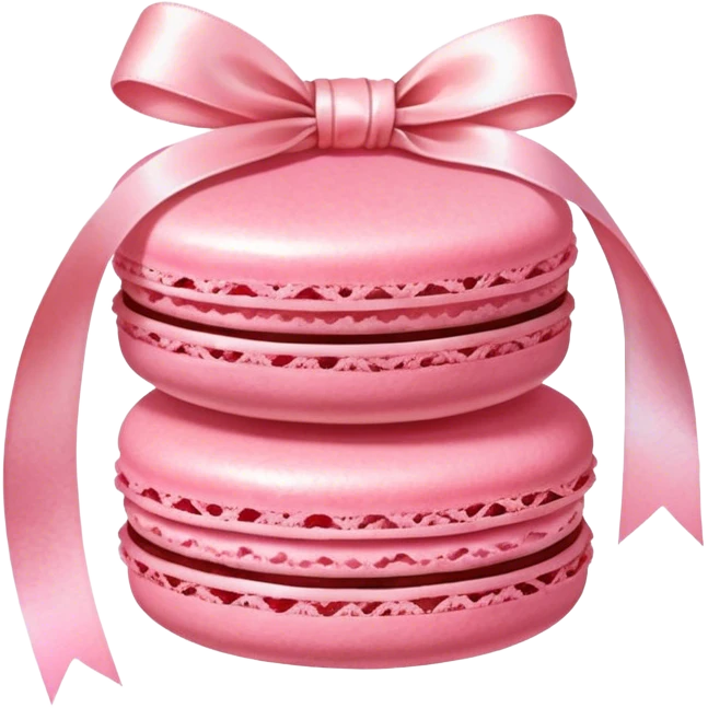 "A pink macaron wrapped with a delicate satin ribbon, watercolor dessert illustration."
 emoji