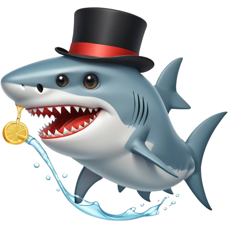 Shark with a top hat vomiting emoji