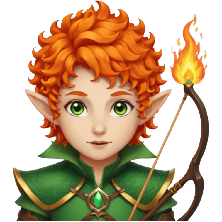 Archer elf with flaming orange curls emoji