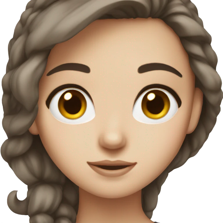 White girl with brown eyes and dark brown hair  emoji