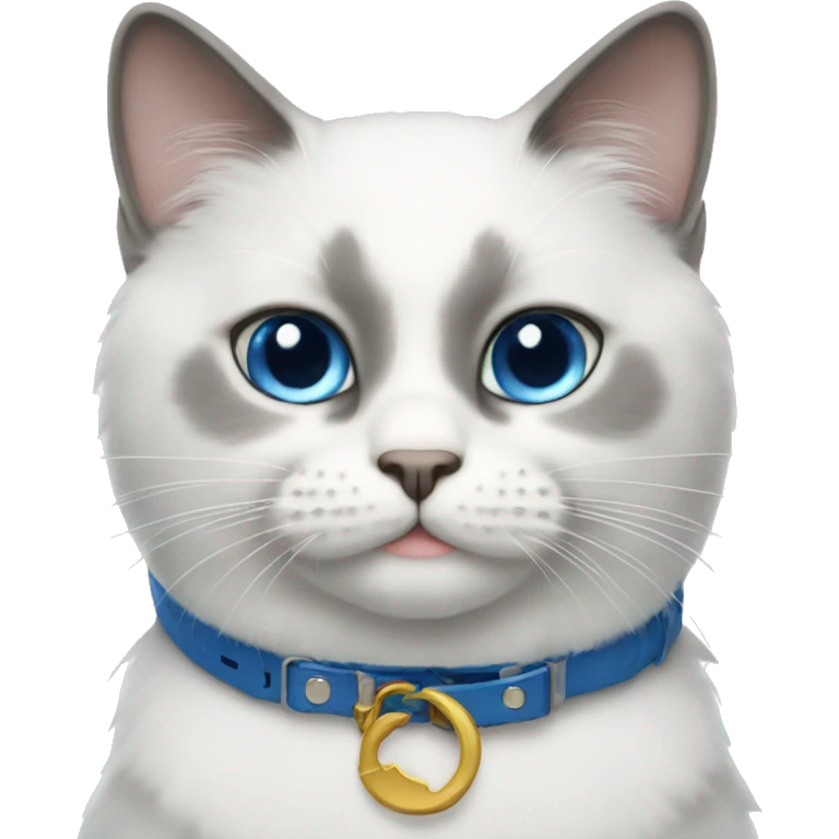 white cat blue collar emoji