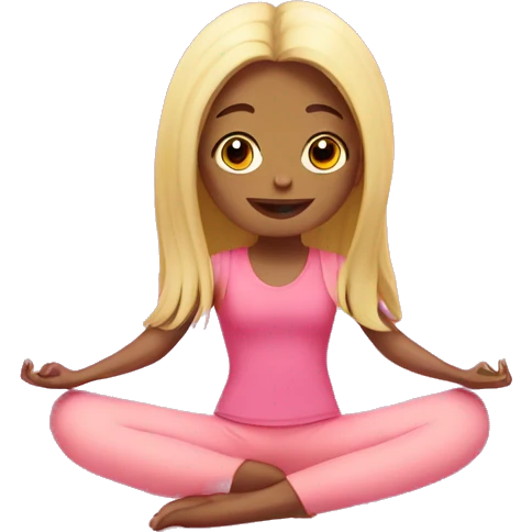 A long-haired girl does yoga in a pink suit emoji