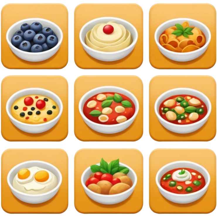 a lot of photo with food like catalog cards from delivery app emoji