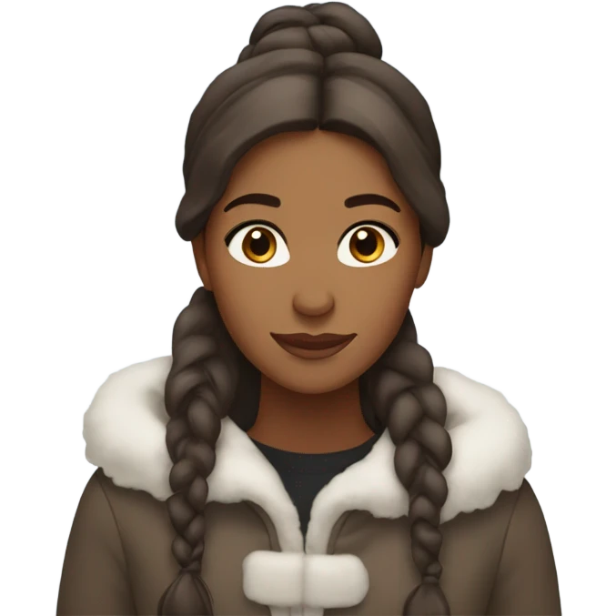 Brown girl with long brown  hair in the snow  emoji