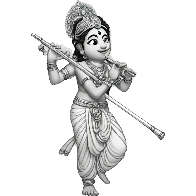 Krishna with flute one line drawing  emoji