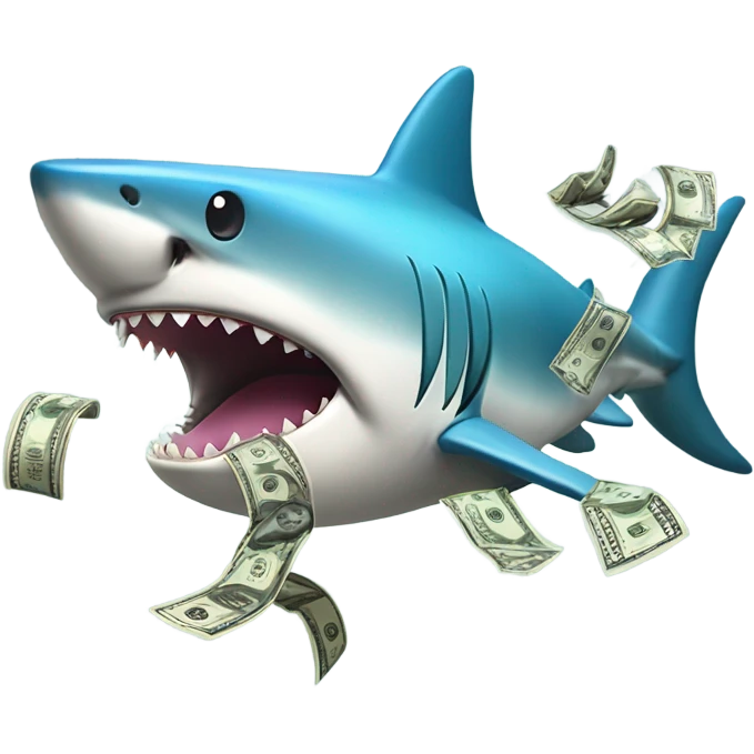 rainbow shark throwing up money emoji