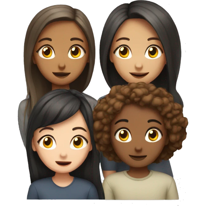 Friend group of four girls and one boy emoji