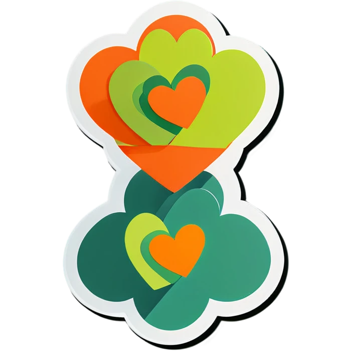 Green and orange hearts  emoji