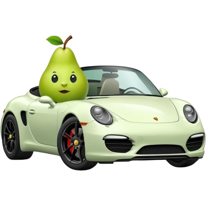 plain pear in a porshce withe black rims emoji