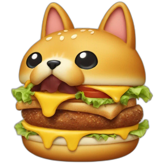 A cat eats a dog burger emoji