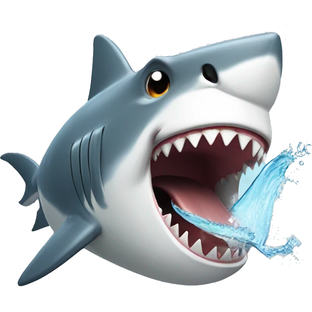 Shark brushing its teeth emoji