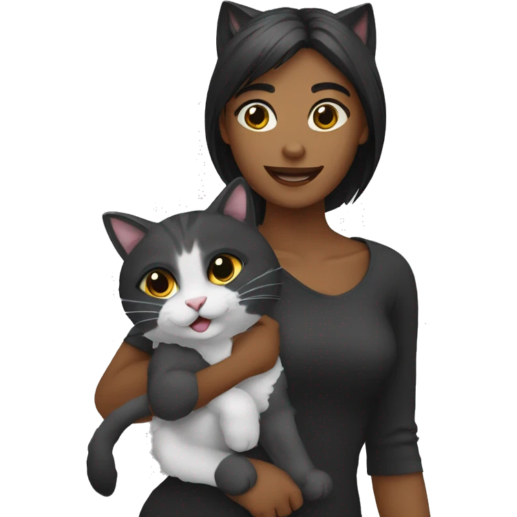 Gata preta e gata cinza brincando emoji