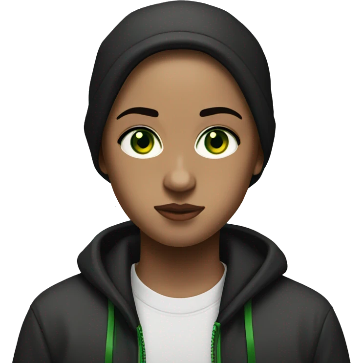 Eminem with dark brown haired and green eyes girl emoji