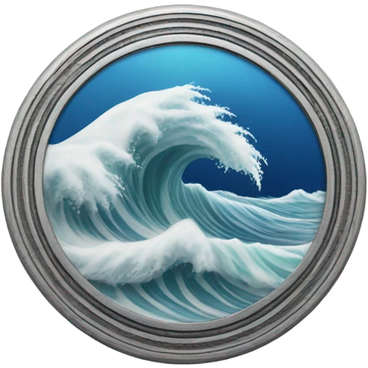 Silver medallion with an engraved tidal wave. emoji