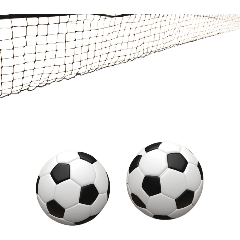 Close-up of mini-football (futsal) balls and goals, set on a wooden indoor court. The focus is on the details of the balls and goalposts, with the smooth wooden floor and court lines visible in the background, capturing the essence of indoor futsal. emoji