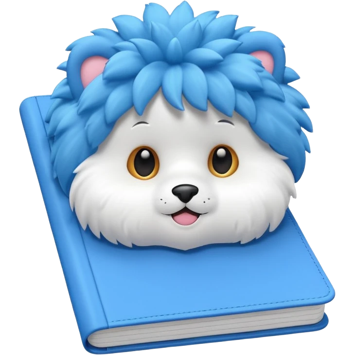 A blue notebook, fluffy and soft. 3D emoji