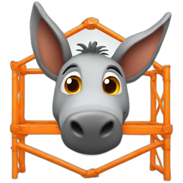 3d sphere with a cartoon orange scaffolding Donkey skin texture with futuristic eyes emoji