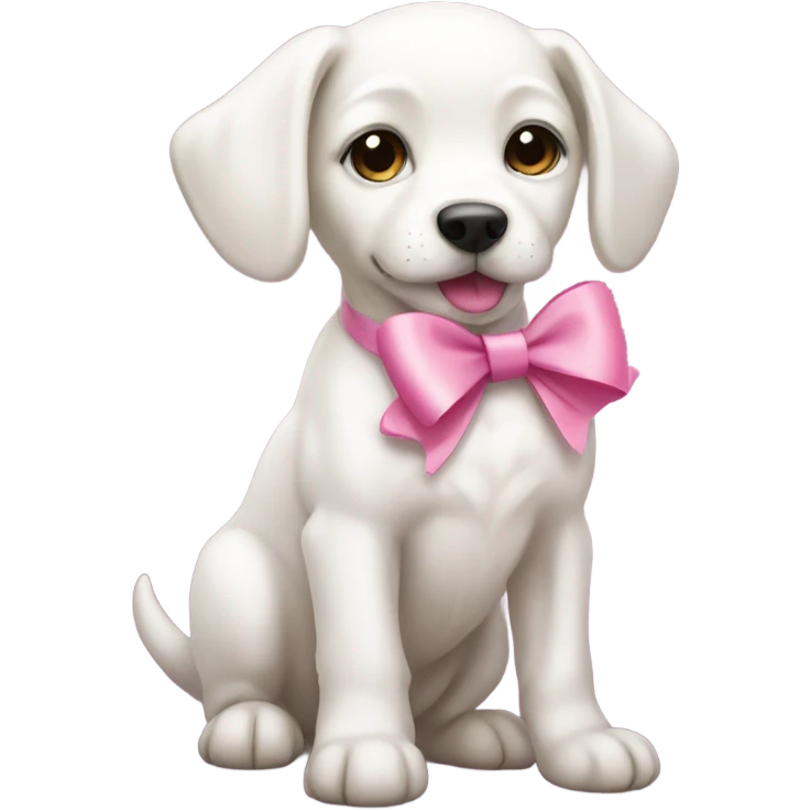 a white puppy with a pink bow emoji