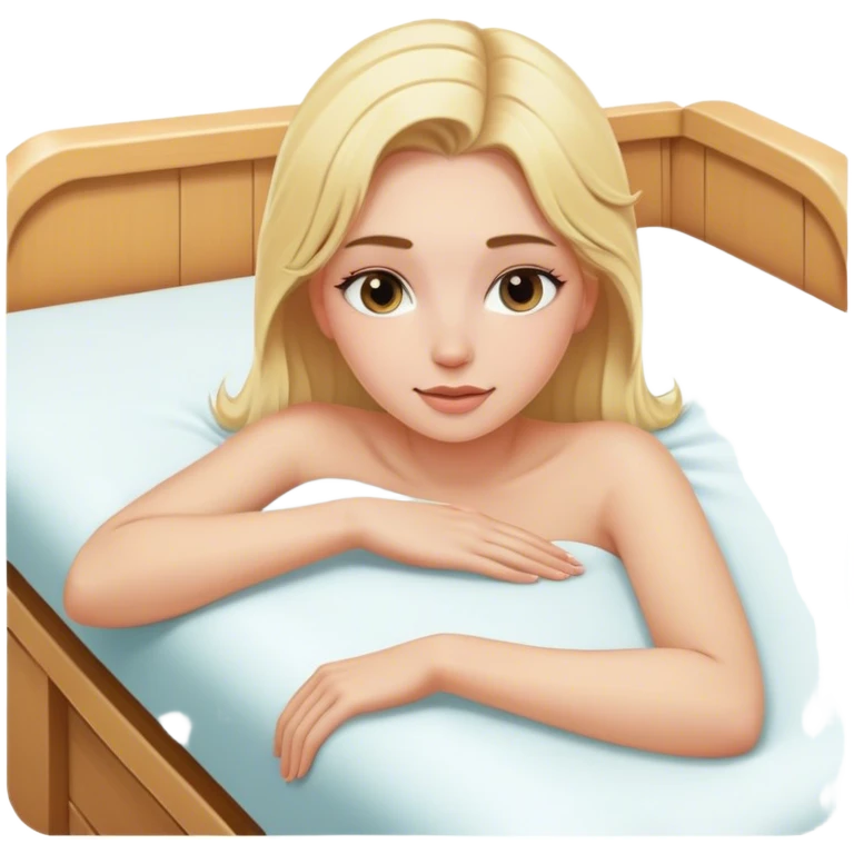 Blonde girl laying on massage bed  emoji