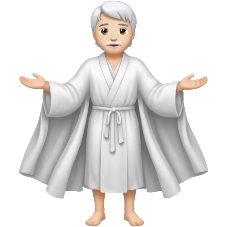 fullbody silverhair god, white robe emoji