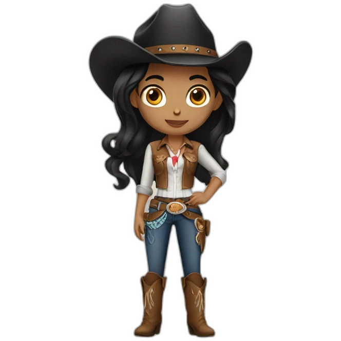 cowgirl straight black hair emoji