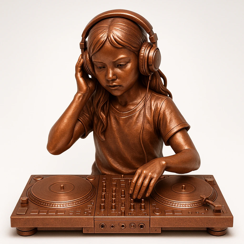 girl playing DJ set emoji
