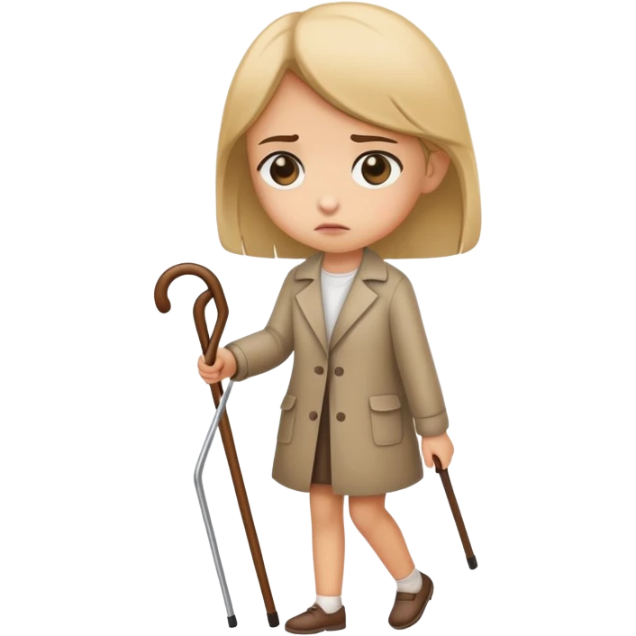 girl sad walking blind walking with a cane emoji