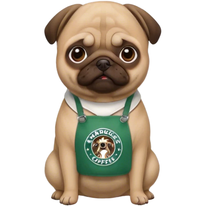 pug with starbucks emoji
