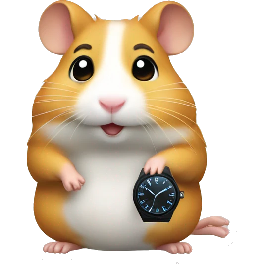 hamster looking at his watch emoji