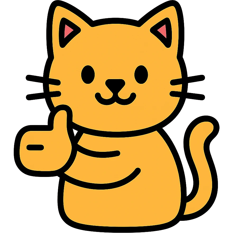 colored outlined icon of a cat giving a thumbs up emoji