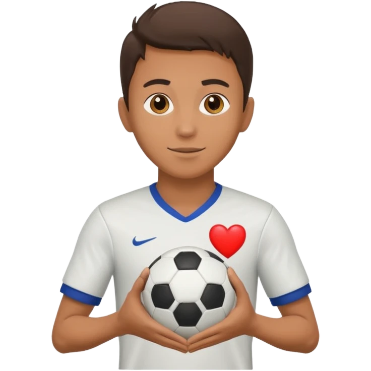عکس یک فوتبالیست با یک توپ فوتبال به دست که توپ فوتبال دستش مثل  قلبه emoji