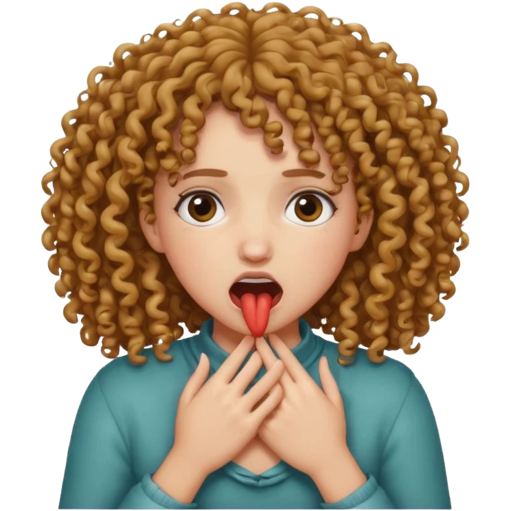 Mixed curly haired girl choking herself with her own hands  emoji