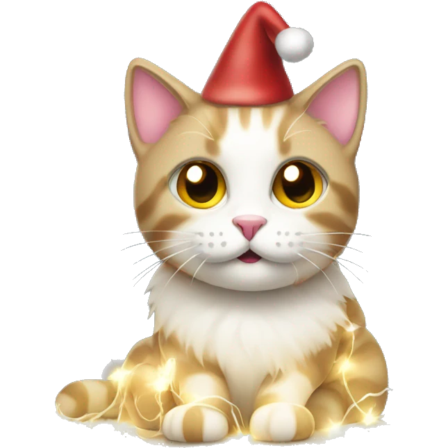 Christmas cat covered in Christmas lights  emoji