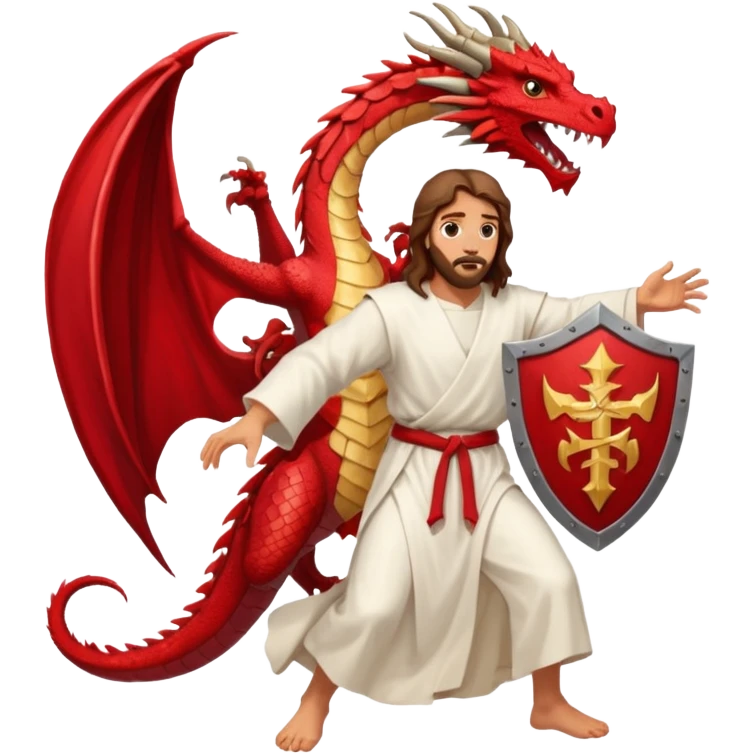 иисус  христос с щитом сражается с драконом  emoji