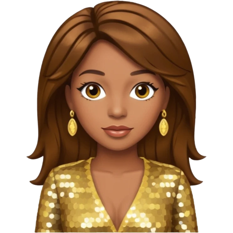 Farrah Franklin from Destiny's Child with brown hair, gold sequin outfit emoji