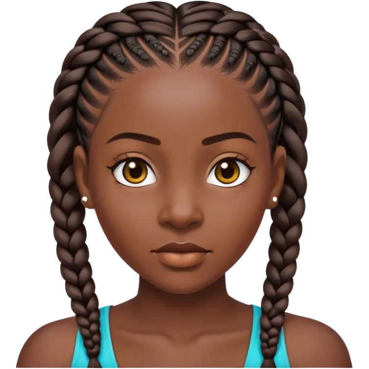 portrait of dark-skinned woman with cornrows  emoji