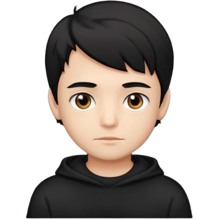 Chłopak brązowe oczy czarne włosy bluza czarna emoji