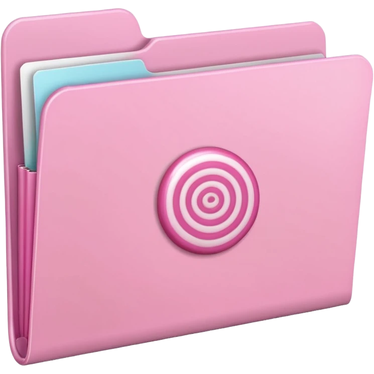file folder with pink candy picture on front  emoji
