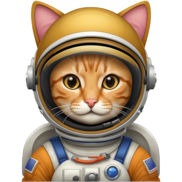 Astronaut with helmet closed rides cat emoji