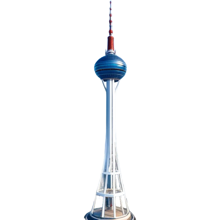 ​Cinematic Realistic N Seoul Tower, depicted in brilliant daylight as a slender, single-column tower rising from a modern cityscape, crowned by a sleek cylindrical observation deck offering panoramic views over Seoul, with crisp glass and steel surfaces reflecting clear blue skies and subtle architectural details that capture its futuristic elegance, emoji