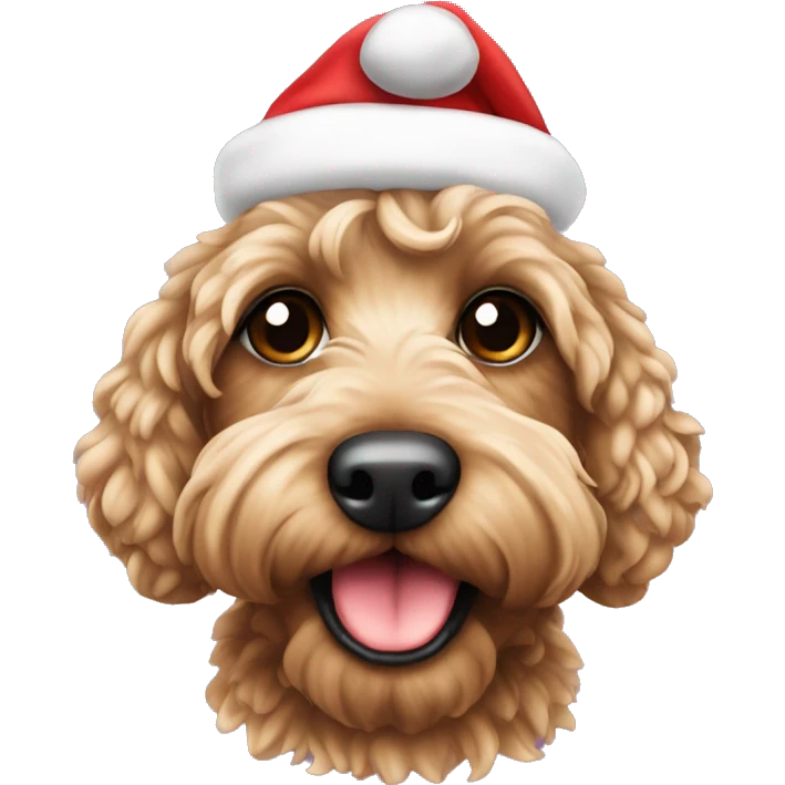 Cockapoo with a christmas hat emoji