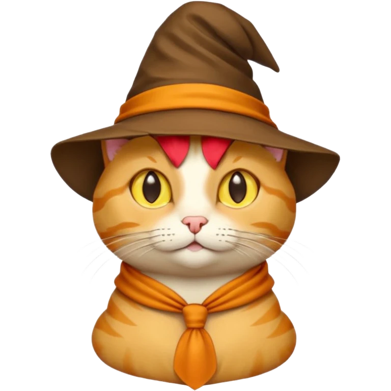 Yellow cat emoji wearing a sorting hat emoji