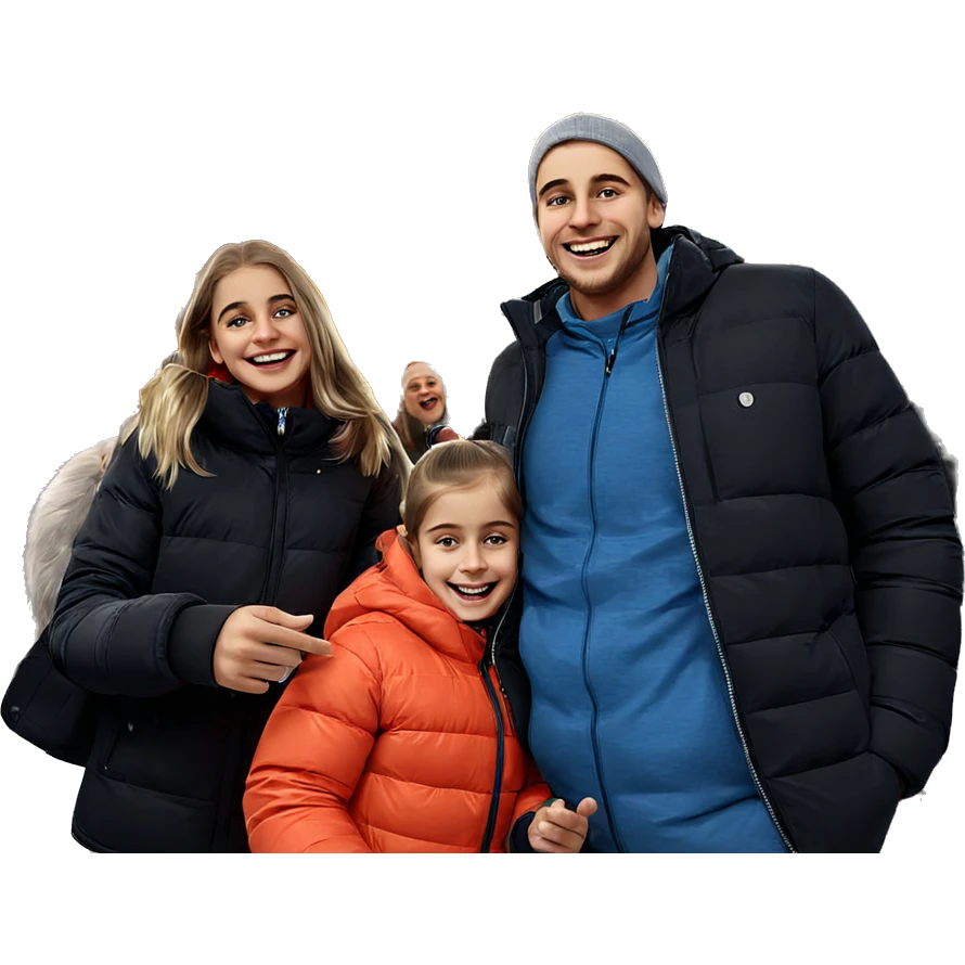 smiling friends under christmas lights emoji