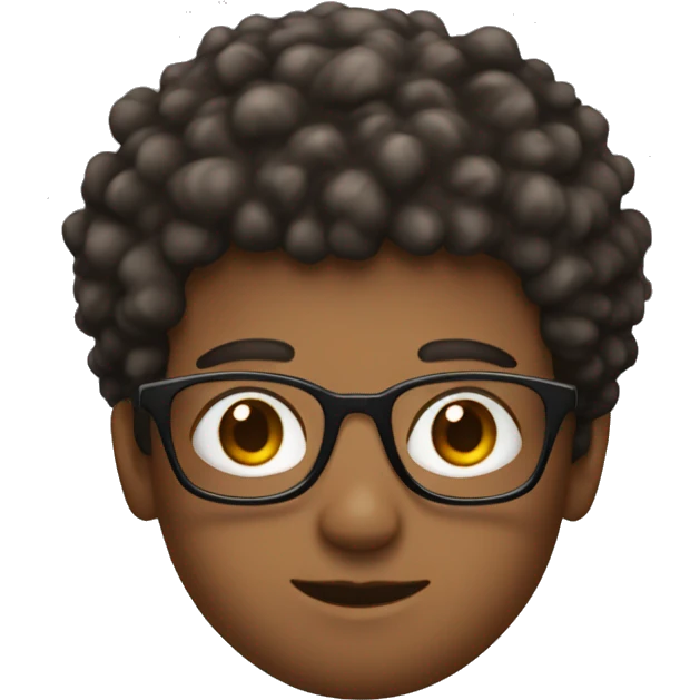a boy with short beam texture perm, square glasses and a mole on right face emoji