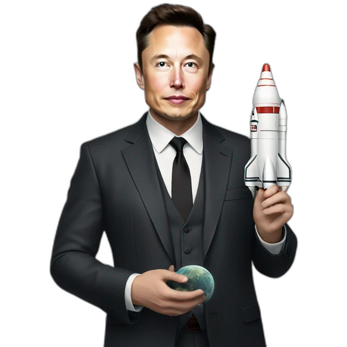 elon musk with rocket in hand emoji