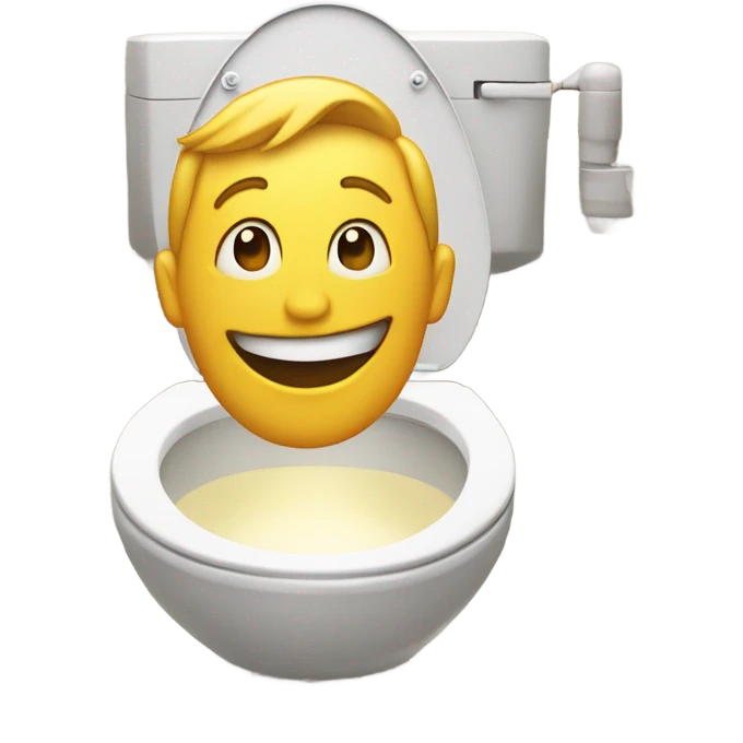 A smiling human face inside of a toilet bowl emoji