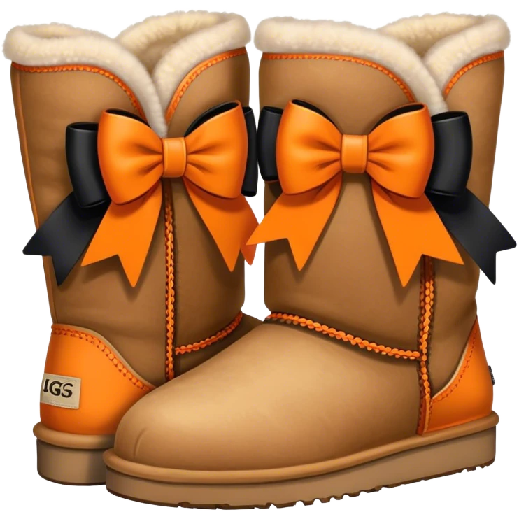 Uggs with orange and black bows  emoji
