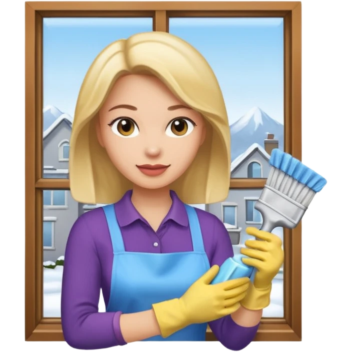 Femme nettoyant les fenêtres emoji